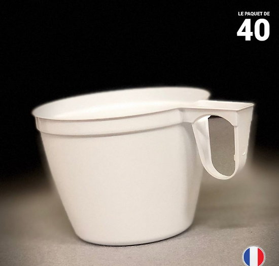 40 tasses blanches 15 cl. Lavables - Réutilisables