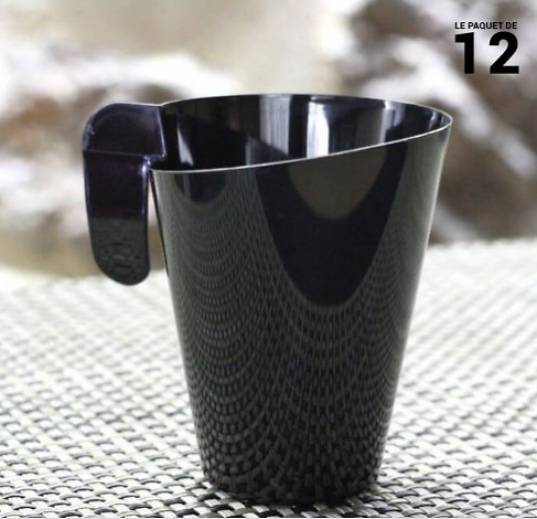 12 Tasses design noires 15 cl. Recyclables - Réutilisables