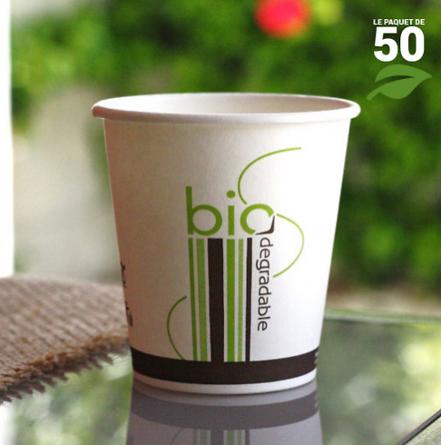 Gobelet carton + PLA 18 cl biodégradable compostable. Par 50
