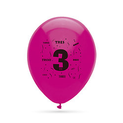 Ballons anniversaire multicolores 3 ans - diamètre 25 cm - lot de 8