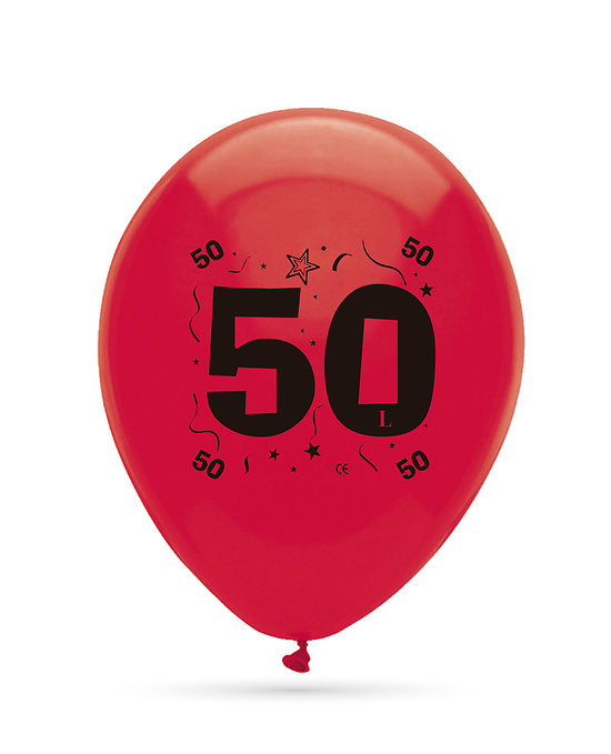 Ballons anniversaire multicolores 50 ans - dia. 25 cm - lot de 8