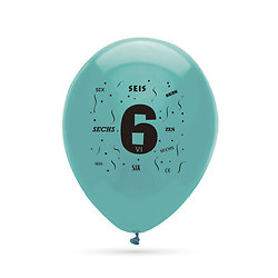 Ballons anniversaire multicolores 6 ans - diamètre 25 cm - lot de 8