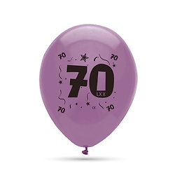Ballons anniversaire multicolores 70 ans - dia. 25 cm - lot de 8