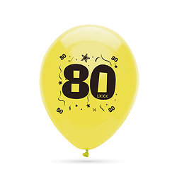 Ballons anniversaire multicolores 80 ans - dia. 25 cm - lot de 8