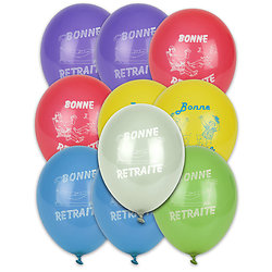 10 Ballons bonne retraite multicolores 30 cm