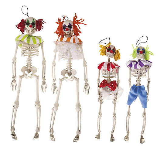 Famille de squelettes de clowns à suspendre
