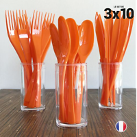 Set de 30 couverts orange Lavables - Réutilisables. 3x10