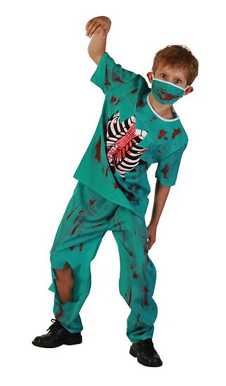 Costume chirurgien zombie - enfant - vert - 5/6 ans