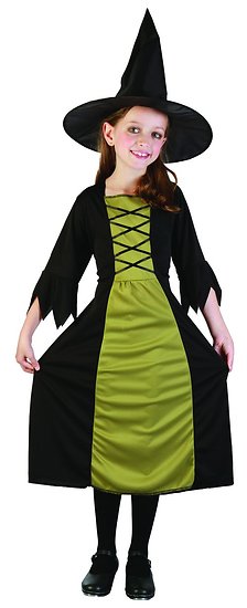 Costume enfant sorcière noire et verte - M