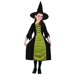 Costume enfant sorcière noire et verte - M