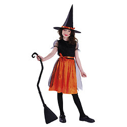 Costume sorcière - enfant - orange, noir