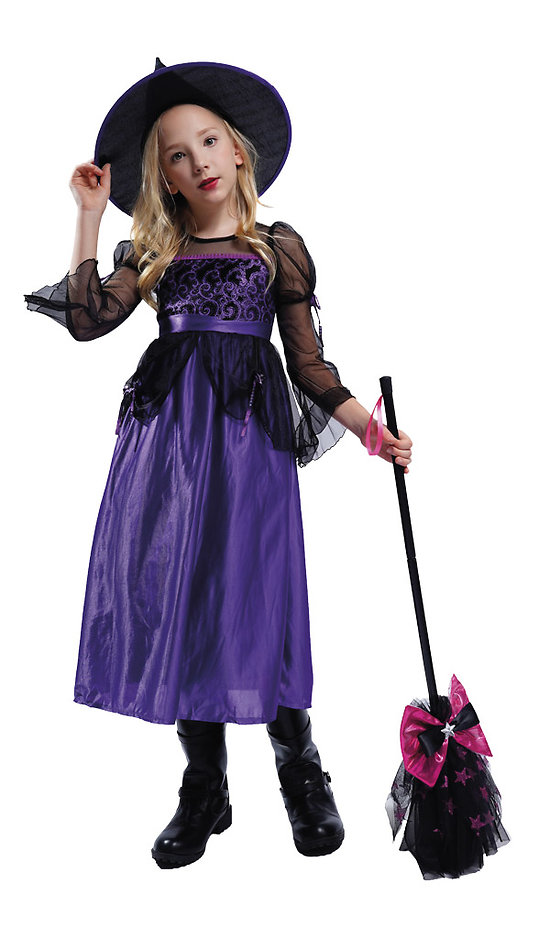 Costume sorcière rose et noir - enfant