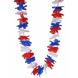 Collier hawaï tricolore supporter France adulte