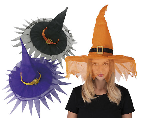 Chapeau de sorcière avec voilette - couleur aléatoire