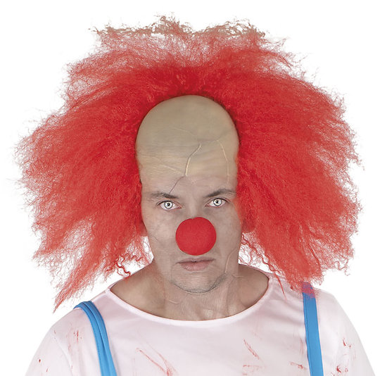 Perruque clown dégarni - rouge