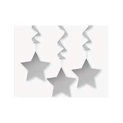 3 Décorations à suspendre étoiles grises 9 x 30 cm