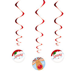 3 Suspensions spirales Père Noël et Renne 11 x 60 cm
