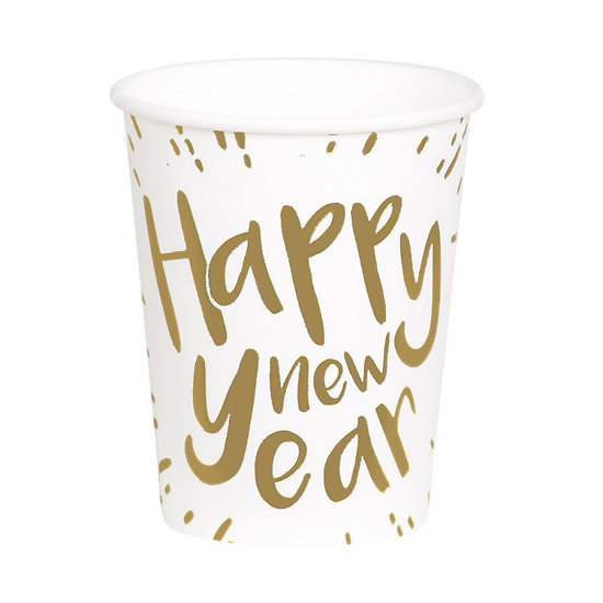 Set 10 Gobelets 'Happy New Year' (21 cl) BIODEGRADABLE