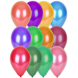 100 Ballons multicolores métallisés 29 cm