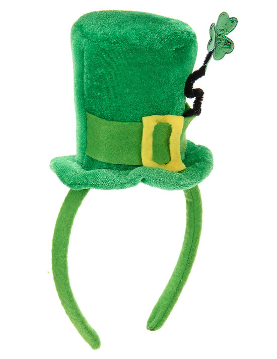 Serre-tête mini chapeau tige trèfle femme Saint Patrick