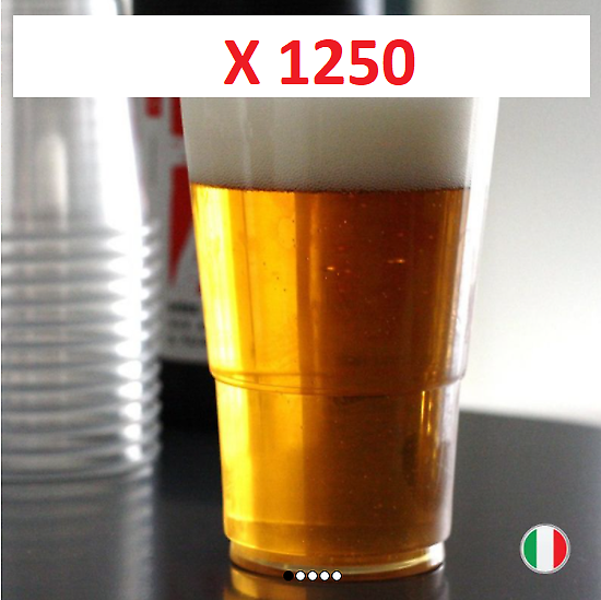 1250 Gobelets plastique bière transparent 300 ml