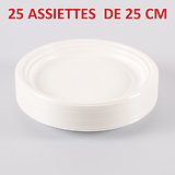 25 Assiettes plastiques blanc 25 Cm