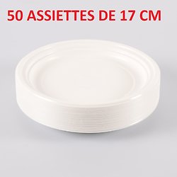 50 Assiettes plastiques blanc 17 Cm