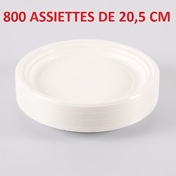800 Assiettes plastiques blanc 20,5 Cm