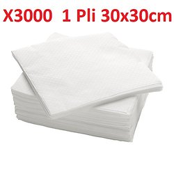 Serviettes 30x30cm - 1 pli x 3000 pièces blanc