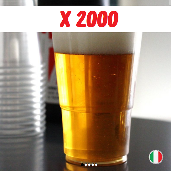 2000 Gobelets plastique bière transparent 330 ml