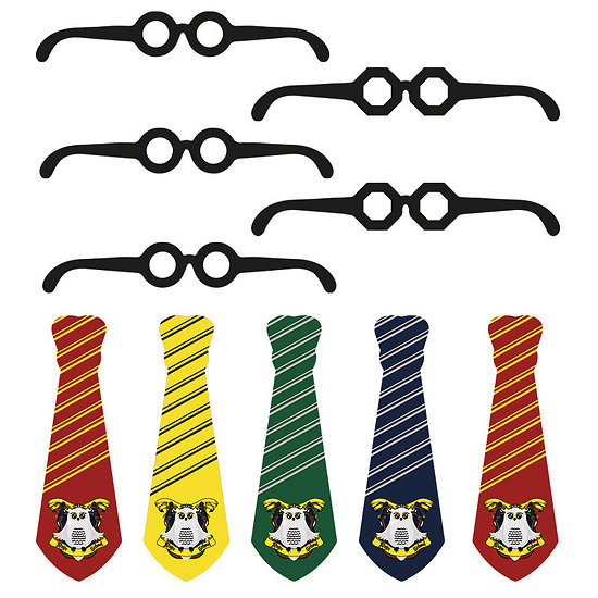 Set de 10 accessoires Magic school 5 lunettes + 5 cravates CARTON