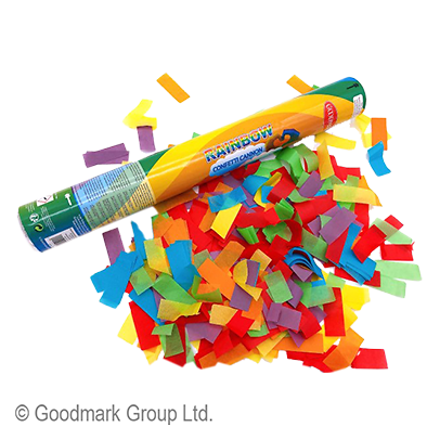 Canon à confettis "Arc-en-ciel", 37.5cm, contenu: confettis multicolores