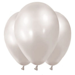 12 Ballons métallisés blanc perles 28 cm