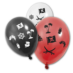 8 Ballons en latex colorés Pirates 30 cm