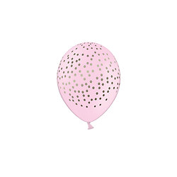 6 Ballons en latex rose pâle pois argentés 30 cm
