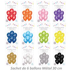 6 Ballons métal 30 Cm