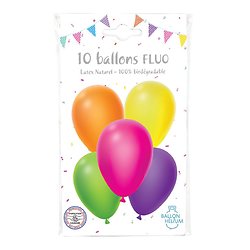 10 Ballons latex FLUO 26 cm