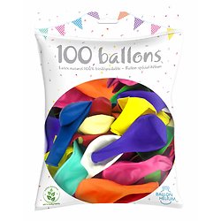 100 Ballons latex Multicolores 23 cm