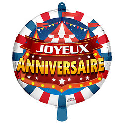 Ballon Foil 45cm Joyeux Anniversaire Cirque Chapiteau