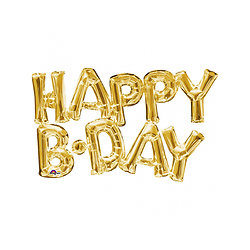 Ballon aluminium lettres Happy Birthday doré