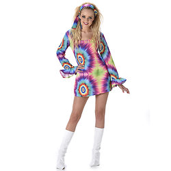 Déguisement robe hippie psychédélique femme