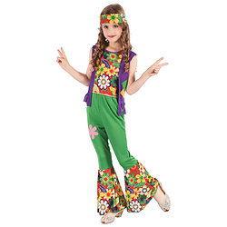 Déguisement hippie flower power vert fille