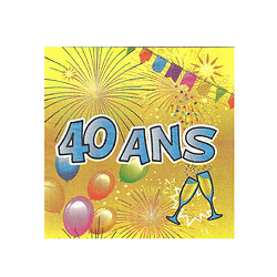 20 Serviettes en papier 40 ans Anniversaire Fiesta 33 cm