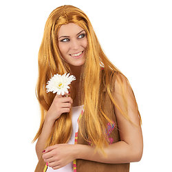 Perruque longue hippie rousse femme