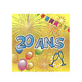 20 Serviettes en papier 20 ans Anniversaire Fiesta 33 cm