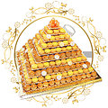 Pièce montée pyramide de choux et macarons