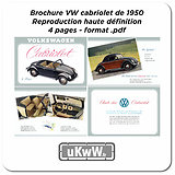 1950 VW cabriolet brochure d’époque reproduction au format PDF