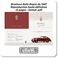 1947 RR Silver Wraith brochure d’époque reproduction au format PDF