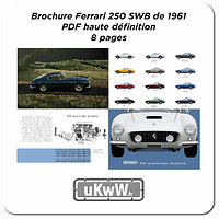 1961 Ferrari 250 SWB catalogue 8 Pages au format PDF