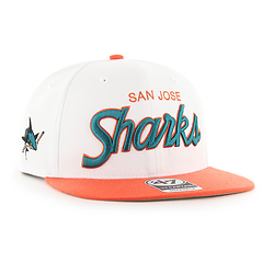 47 Brand Cap NHL San Jose Sharks Script Side Two Tone Captain White